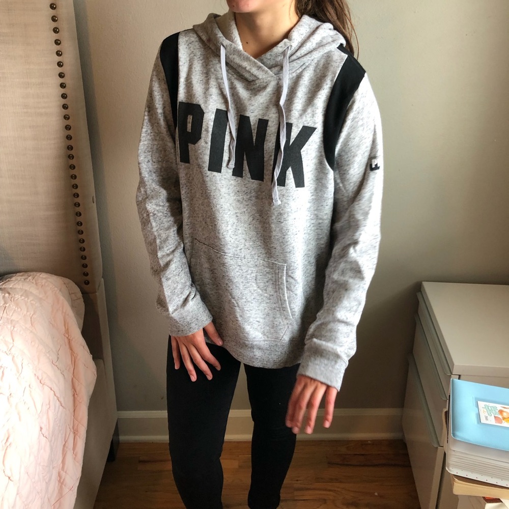 Grey pink hoodie
